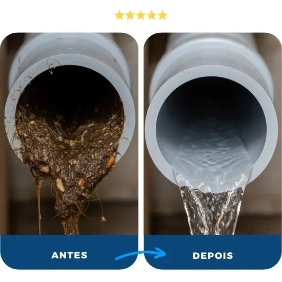 Serviço Antes e Depois - Desentupir esgoto em Santa Adélia, SP Serviço Antes e Depois