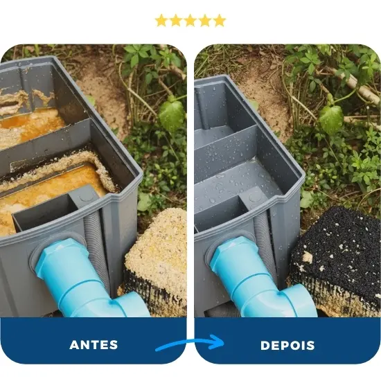 Serviço Antes e Depois - Desentupir esgoto em Santa Adélia, SP Serviço Antes e Depois